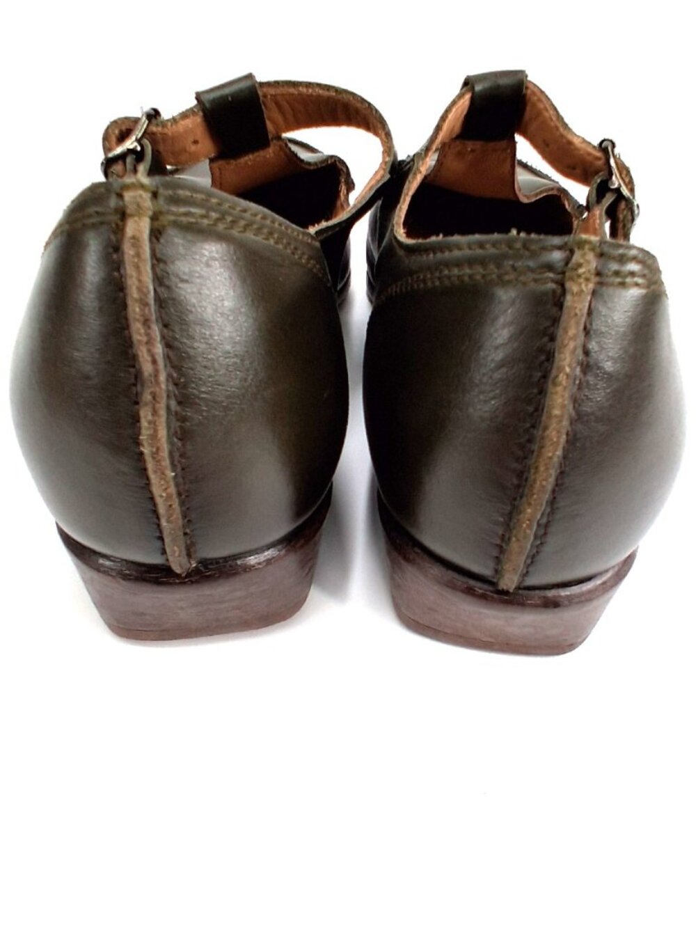 MOMA Handmade Leather Mary Jane T Strap Shoes Pointed Toe Brown EU 41 Italy - Picture 7 of 14